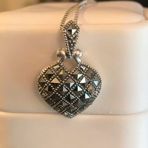 Hematite Pave Heart Necklace